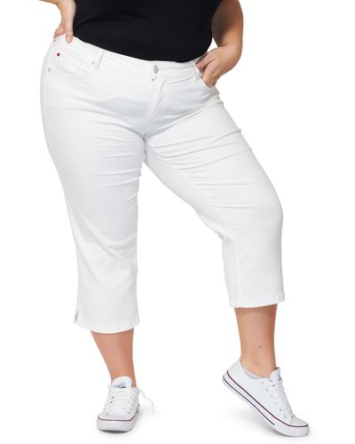 Slink Jeans Mid Rise Straight Leg Crop Jeans - White