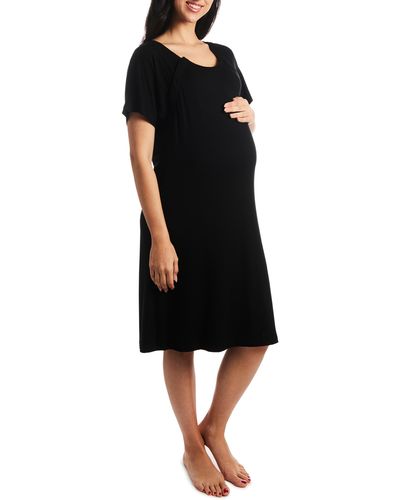Everly Grey Rosa Jersey Maternity Hospital Gown - Black