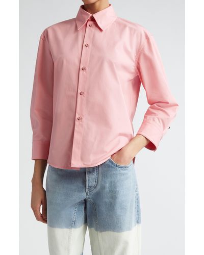 Jil Sander Crop Cotton Poplin Button-up Shirt - Pink
