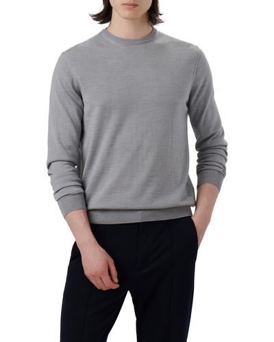 Bugatchi Merino Wool Crewneck Sweater - Gray