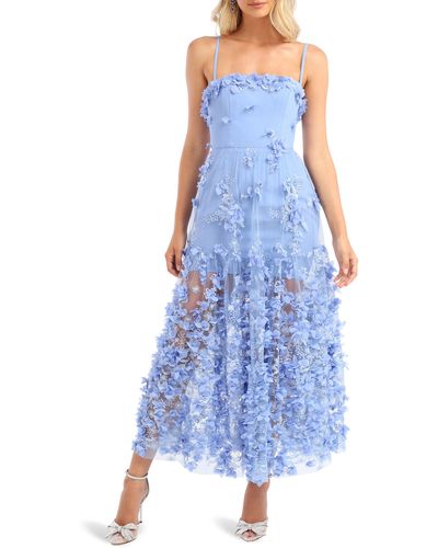 HELSI Audrey Floral Appliqué Cocktail Dress - Blue