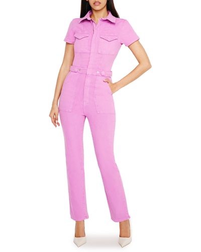 GOOD AMERICAN Fit For Success Utility Jumpsuit - Pink