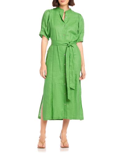 Fifteen Twenty Rosalee Linen Midi Shirtdress - Green