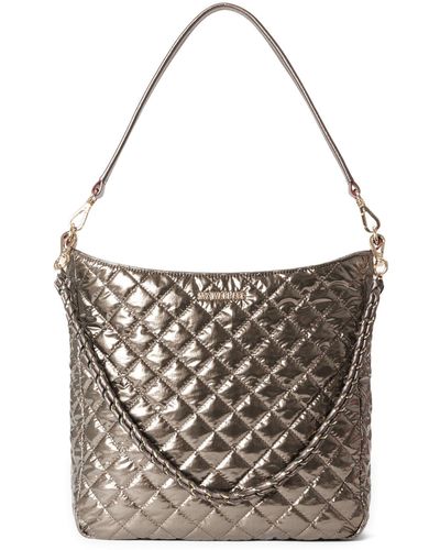 MZ Wallace Crosby Quilted Nylon Hobo Bag - Gray