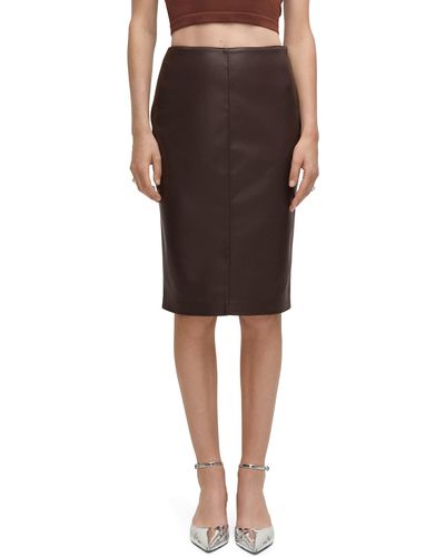 Mango Faux Leather Pencil Skirt - Black