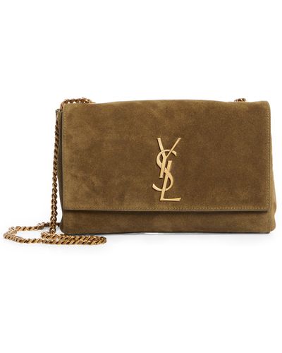Saint Laurent Kate Reversible Suede & Leather Crossbody Bag - Brown