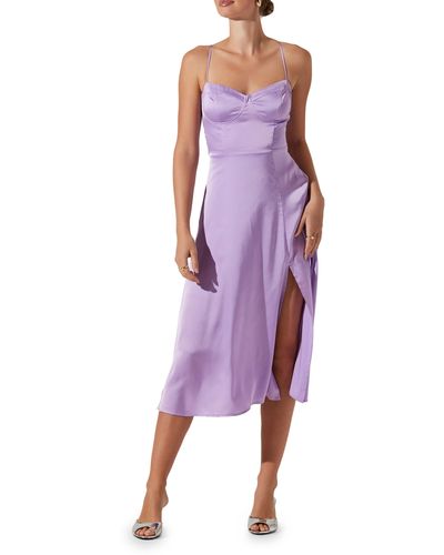 Astr Bustier Satin Dress - Purple