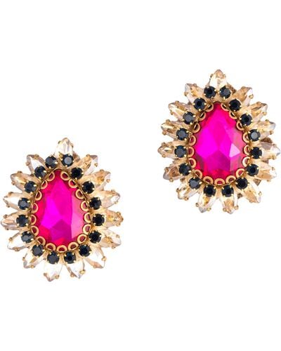 Deepa Gurnani Leesha Crystal Stud Earrings - Pink