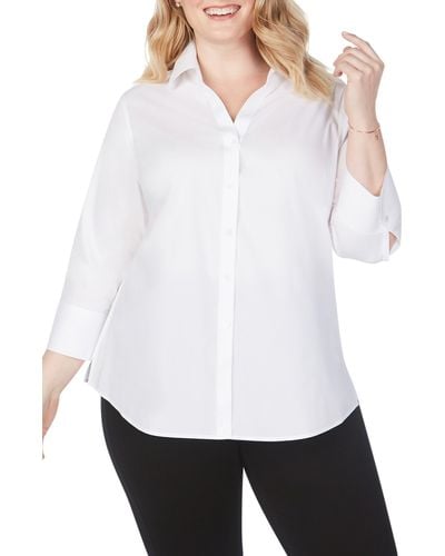 Foxcroft Mary Non-iron Stretch Cotton Button-up Shirt - White