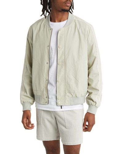 Native Youth Varsity Piped Cotton Bomber Jacket - Gray