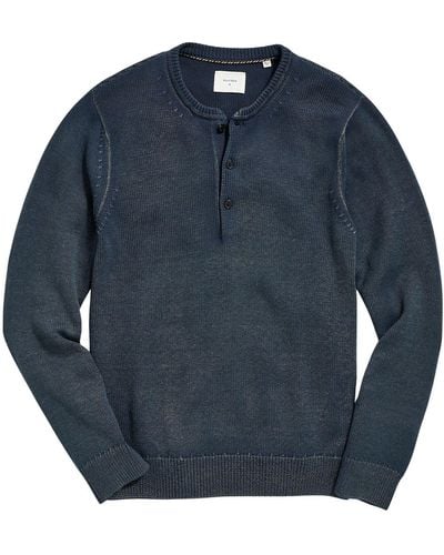 Billy Reid Cotton & Alpaca Henley Sweater - Blue