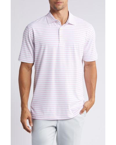 Peter Millar Crown Crafted Fitz Stripe Performance Mesh Polo - White