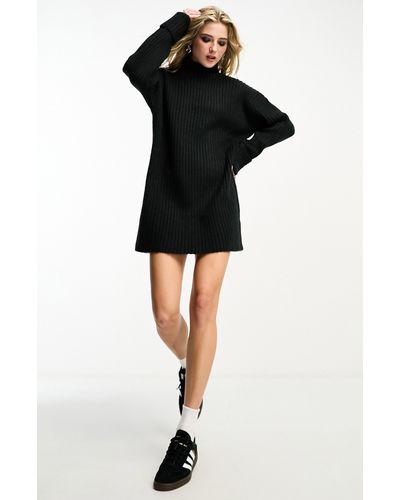 ASOS Mock Neck Rib Mini Sweater Dress - Black
