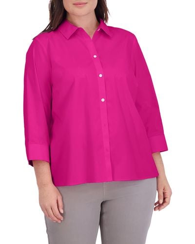 Foxcroft Sandra Cotton Blend Button-up Shirt - Pink