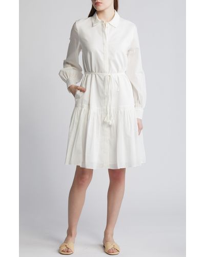 Kobi Halperin Viola Long Sleeve Cotton & Silk Shirtdress - White