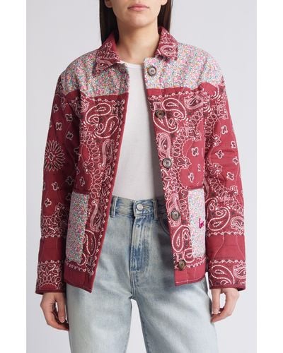 Call it By Your Name X Liberty London Mixed Print Quilted Jacket - Red