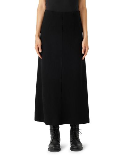 Eileen Fisher Boiled Wool A-line Skirt - Black