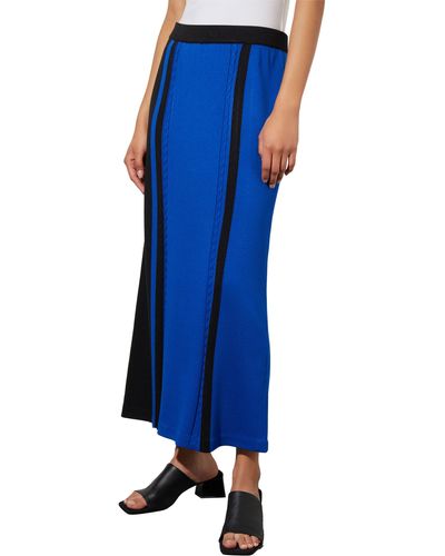 Ming Wang Colorblock Knit Maxi Skirt - Blue