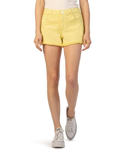 Kut From The Kloth Jane Frayed High Waist Denim Shorts - Yellow