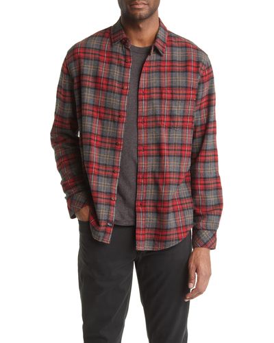 Rails Lennox Relaxed Fit Plaid Cotton Blend Button-up Shirt - Red