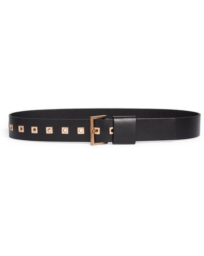 AllSaints Square Eyelet Leather Belt - Black