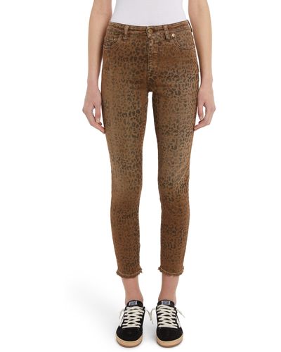 Golden Goose Deena Leopard Print Crop Raw Edge Jeans - Brown