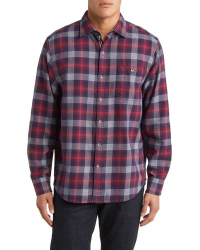 Tommy Bahama Canyon Beach Cozy Check Flannel Button-up Shirt - Purple