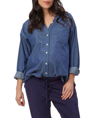 Stowaway Collection Chambray Maternity Top - Blue