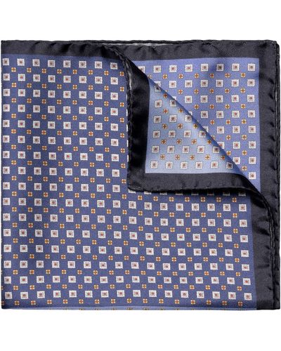 Eton Four Quad Silk Pocket Square - Blue