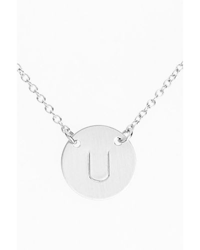 Nashelle Sterling Silver Initial Disc Necklace - White