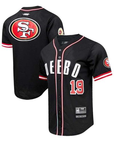 Pro Standard Deebo Samuel San Francisco 49ers Mesh Baseball Button-up T-shirt At Nordstrom - Black