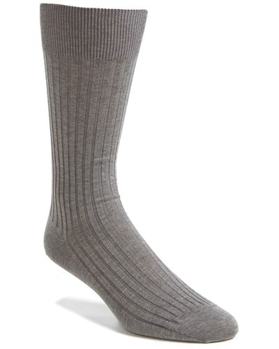 Pantherella Cotton Blend Mid Calf Dress Socks - Gray