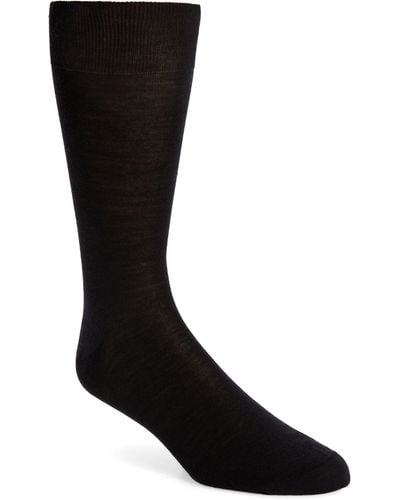 Canali Solid Wool Blend Socks - Black
