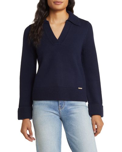 Magaschoni Merino Wool Rib Sweater - Blue