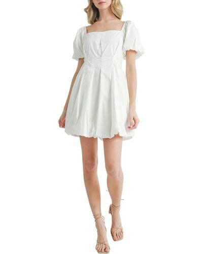 All In Favor Cotton Blend Poplin Bubble Hem Minidress In At Nordstrom, Size Medium - White