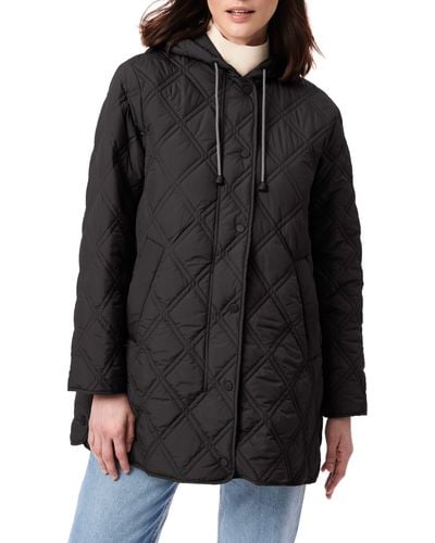 Bernardo Hooded Quilted Liner Jacket - Black