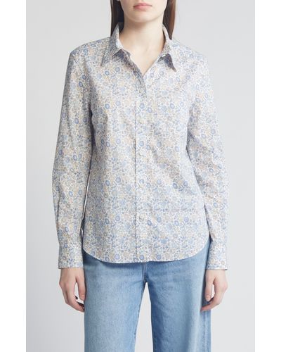 Liberty Floral Fitted Button-up Shirt - White
