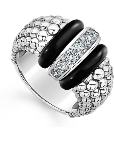 Lagos Caviar Diamond Large Link Ring At Nordstrom - Black