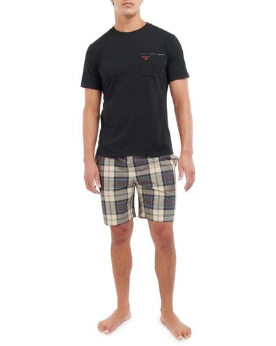 Barbour Bailes Pocket T-shirt & Plaid Pajama Shorts - Black