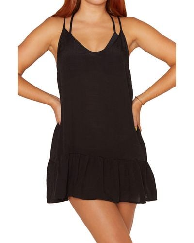 Hurley Ruffle Cover-up Mini Dress - Black