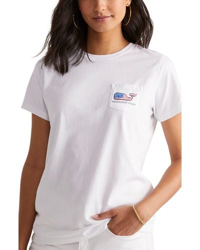 Vineyard Vines Flag Whale Cotton Graphic Pocket T-shirt - White