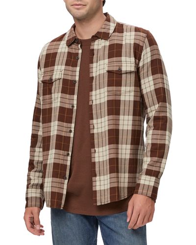 PAIGE Everett Plaid Flannel Button-up Shirt - Brown
