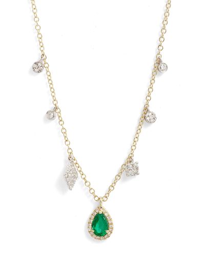 Meira T Diamond & Emerald Pendant Necklace - Blue