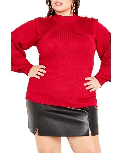 City Chic Isabella Sweater - Red