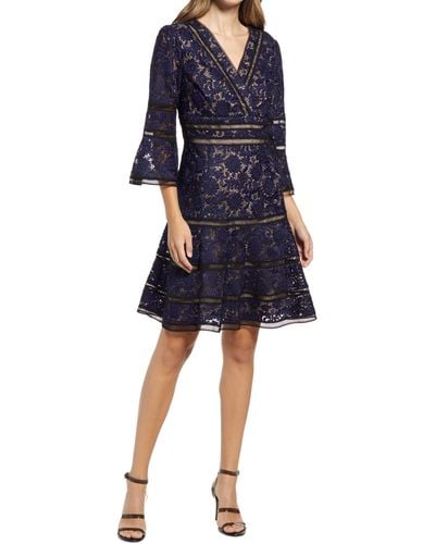 Shani Embroidered Lace Fit & Flare Cocktail Dress - Blue