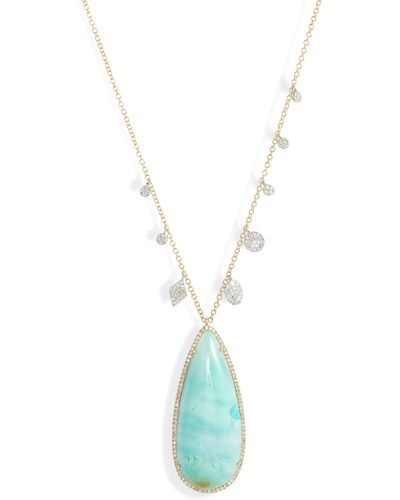Meira T Opalized Wood & Diamond Charm Necklace - Blue