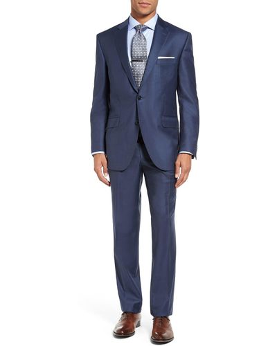 Peter Millar Classic Fit Plaid Wool Suit - Blue