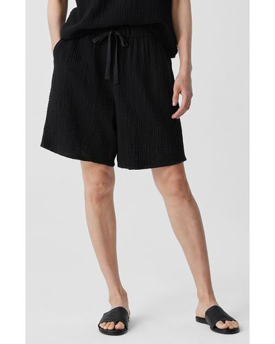 Eileen Fisher Organic Cotton Drawstring Shorts - Black