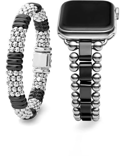 Lagos Smart Caviar Apple Watch Watchband & Rope Bracelet Set - Black