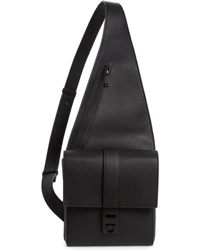 Ferragamo Twins Leather Sling Bag - Black